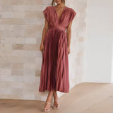 Amara Yazmin - Plisseekleid – Ziegelrot