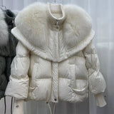 ComfyFur - Pelz-Daunenjacke – Beige