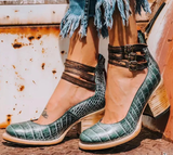 Serelia - Elegante Stiefeletten – Grüne Schlange