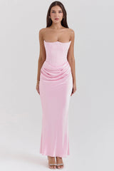 ANIKA I SCHULTERFREIES KLEID – Rosa