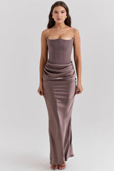 ANIKA I SCHULTERFREIES KLEID – Rauch