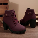 Kyumi™ - Schicke Schnürstiefeletten mit Metallschnalle – Burgund