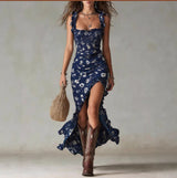 Nadjia – Luftiges Boho-Maxikleid – Blau