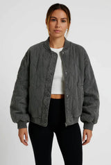 Damen-Bomber-Übergangsjacke | Übergrößer – Grau