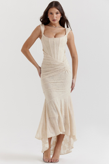 Traudel – Ärmelloses Maxikleid – Beige