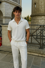 Herren Sommer Set aus Baumwolle – Polo & Hose im Old-Money Stil – Weiß