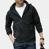Leichte herren-outdoorjacke mit kapuze und sportlichem design – Schwarz