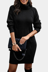 Ruchamit - Einfarbiges Strick Kleid Mit Rollkragen – Schwarz