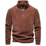 Allen pullover | herren-fleecepullover mit halbem reibverschluss – Bruin