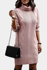 Ruchamit - Einfarbiges Strick Kleid Mit Rollkragen – Rosa
