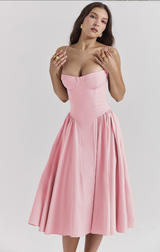 Cheri - rückenfreies Midi-Sling-Kleid für Damen – Rosa