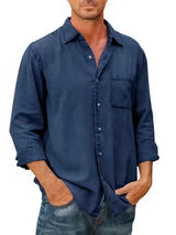 Langärmliges Jeanshemd für Herren | Ideal für den Sommer – Marineblau