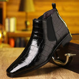 Chelsea-Stiefel aus Leder mit Krokodilprägung für Herren | Ideal für entspannte Tage – Schwarz