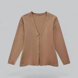Eleganter weicher Strick-Cardigan mit V-Ausschnitt für Damen | Ideal für alle Jahreszeiten – Braun