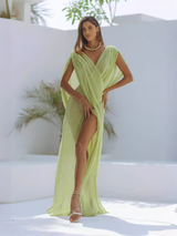 Ärmelloses Mesh Holiday Cover-up Kleid für Frauen - Soryliane – Grün
