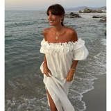 Off-Shoulder Kleid für Frauen - Vaelysia – Weiß