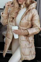 Nolwen - Eleganter Wintermantel mit Kapuze und Fütterung – Beige