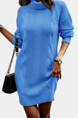 Ruchamit - Einfarbiges Strick Kleid Mit Rollkragen – Himmelblau