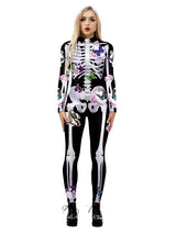 Skelett Schmetterling Druck Halloween Kostüm – Schwarz