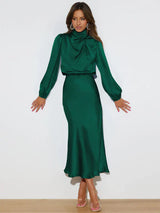 Victorian - Elegante Partykleider mit langen Ärmeln – Grün