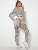 Lea | Nahtloses 2-teiliges Sportset mit Struktur-Design – Grau