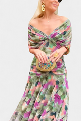 Tamsyn - Florales Maxikleid mit weicher Haptik – Grün und Lila