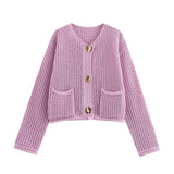 Übergroßer Strickjacke mit goldenen Knöpfen | Ideal für alle Jahreszeiten – Rosa