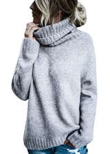 Damen Winter Rollkragen Longpullover – Grau