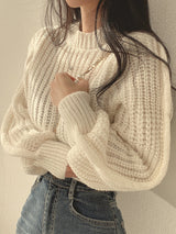 Bela-pullover - moderner grobstrickpullover für damen – Beige