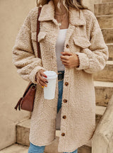 Übergroßer Damen-Teddy-Mantel | Winter – Beige