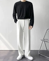 Enzo | High-Waist mit weitem Bein Anzughose – Weiß