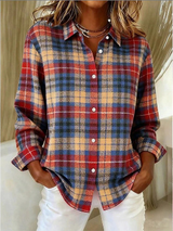 Lotis™ – Karierte Bluse mit Knopfverschluss – Rot