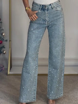 Damenjeans mit Glanzoptik | Gerade Form – Blau