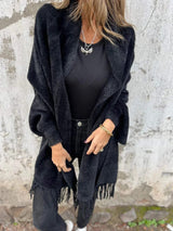Warme Damenjacke | Lange Form – Schwarz