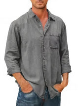 Langärmliges Jeanshemd für Herren | Ideal für den Sommer – Grau
