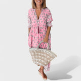 Marlena | Kleid mit V-Ausschnitt und A-Linien-Silhouette – Rosa