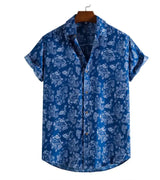 Herren Patterened Kurzarmhemd – Blau