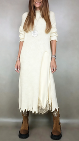 Artone™ - Elegantes Zweiteiliges Set – langer Pullover und Passendes Kleid – Weiß