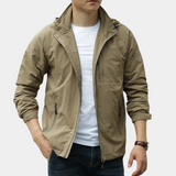 Leichte herren-outdoorjacke mit kapuze und sportlichem design – Beige