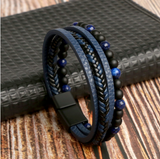Here’s the translation into German:  Leder Herren-Armbandset - Armand – Blau
