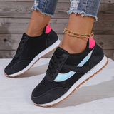 Atmungsaktive Damen Schnürschuhe Mit Robuster Gummi-Sohle - Lässiges Low-Top-Design – Schwarz