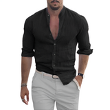 Marius - Stilvolle Leinenhemd - Sommerchic – Schwarz