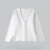 Eleganter weicher Strick-Cardigan mit V-Ausschnitt für Damen | Ideal für alle Jahreszeiten – Weiß