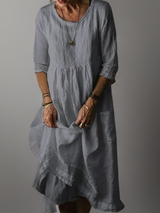 Katie – Sommerliches plissiertes Midikleid – Grau