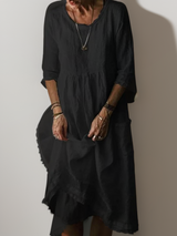 Katie – Sommerliches plissiertes Midikleid – Schwarz