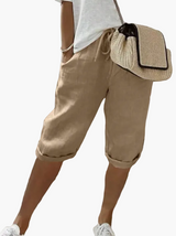 Kurze Damenhose mit Kordel – Stilvolle Bermudashorts für den Sommer, den Alltag und den Urlaub – Beige