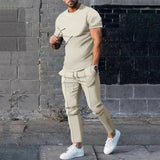Herren-Freizeitset mit T-Shirt und Slim-Fit-Joggerhose – Aprikose