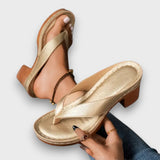 Marenne – Bequeme Mules mit Absatz – Gold