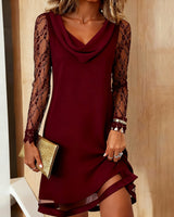 Farina - Knitterarmes Spitzenkleid in A-Linie – Rot