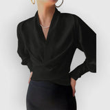 Ellie | Wickel V-Ausschnitt Bluse – Schwarz